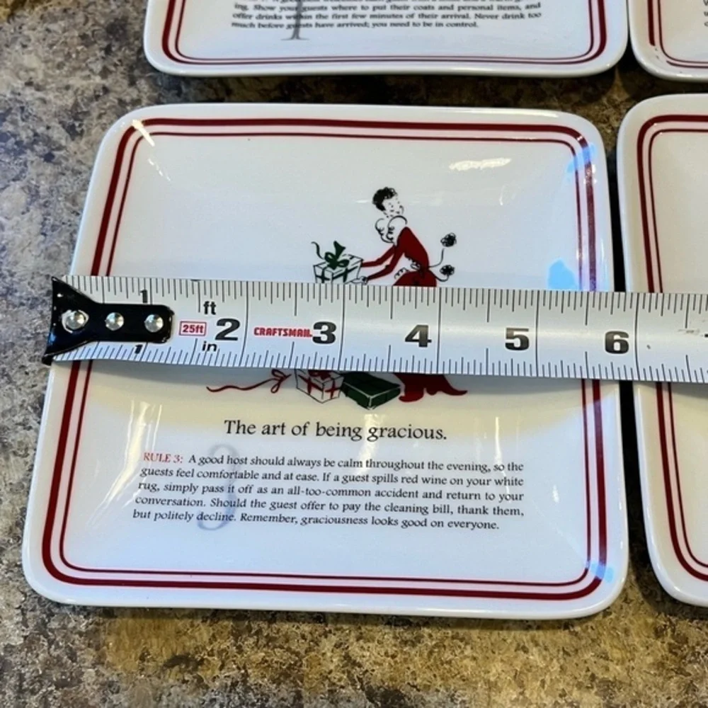 Williams Sonoma Party Etiquette Appetizer Plates Set of 4 NIB